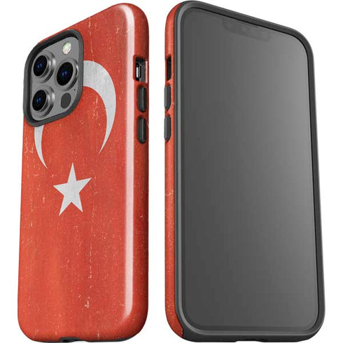 Turkish Flag Distressed iPhone 14 Pro Impact Case